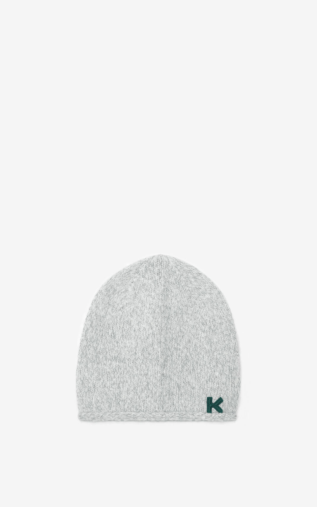 Gorro Kenzo K Logo cashmere Hombre Blancas QNU490627